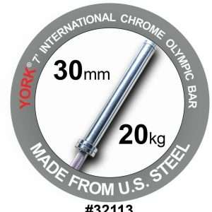 York 7′ International Chrome Olympic Bar – 30mm
