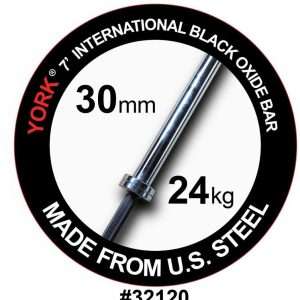 York 7′ International Black Oxide Weight Bar – 32mm